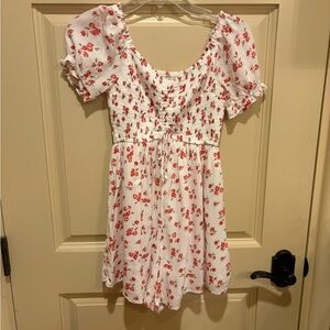 Hollister White and Red Floral Romper